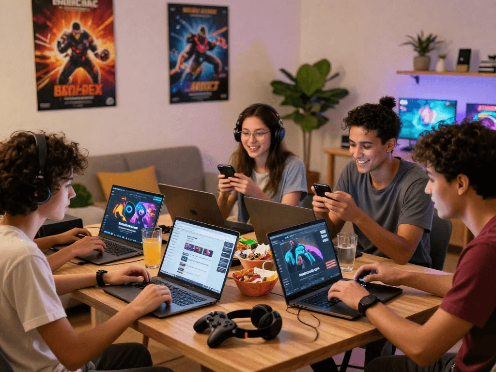 Belanja top up game digital slot7000 dengan teman di ruang tamu