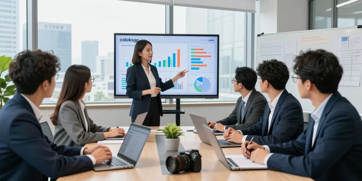 Diskusi produktif tim profesional tentang coloksgp dalam suasana kantor modern.