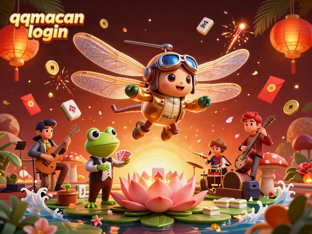 Experience exciting gameplay with qqmacan login at a vibrant lily pad casino featuring animated characters.