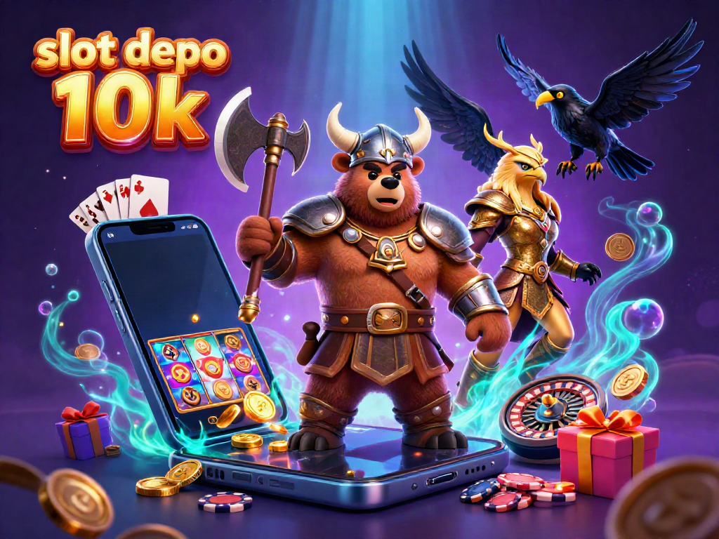 Experience the thrill of slot depo 10k with a Viking bear, Valkyrie eagle, and magical elements.