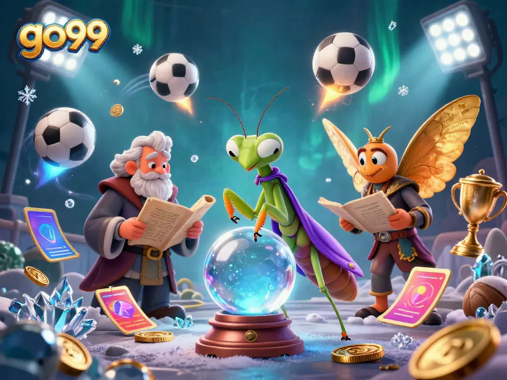 Engage with go99 as the 3D mantis fortune teller unveils thrilling gambling insights amidst vibrant game elements.