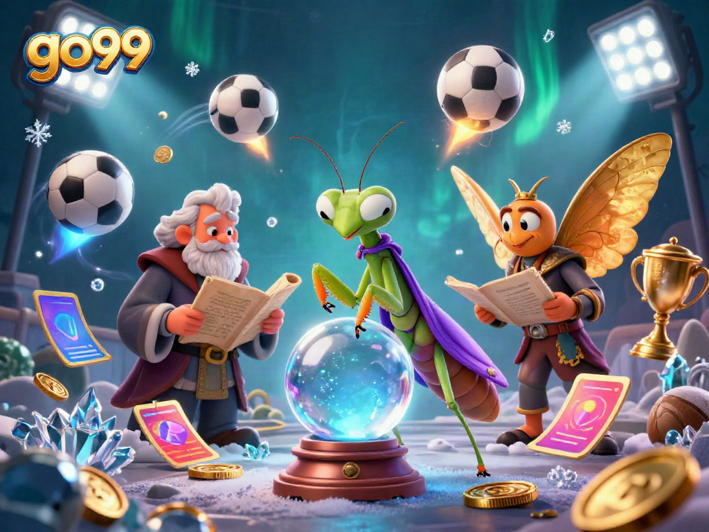 Engage with go99 as the 3D mantis fortune teller unveils thrilling gambling insights amidst vibrant game elements.