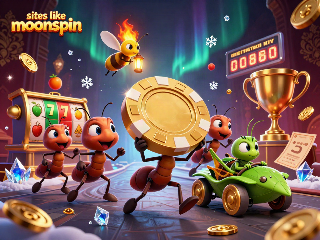 Experience exciting gameplay at sites like moonspin with dynamic slot reels and vibrant casino characters.