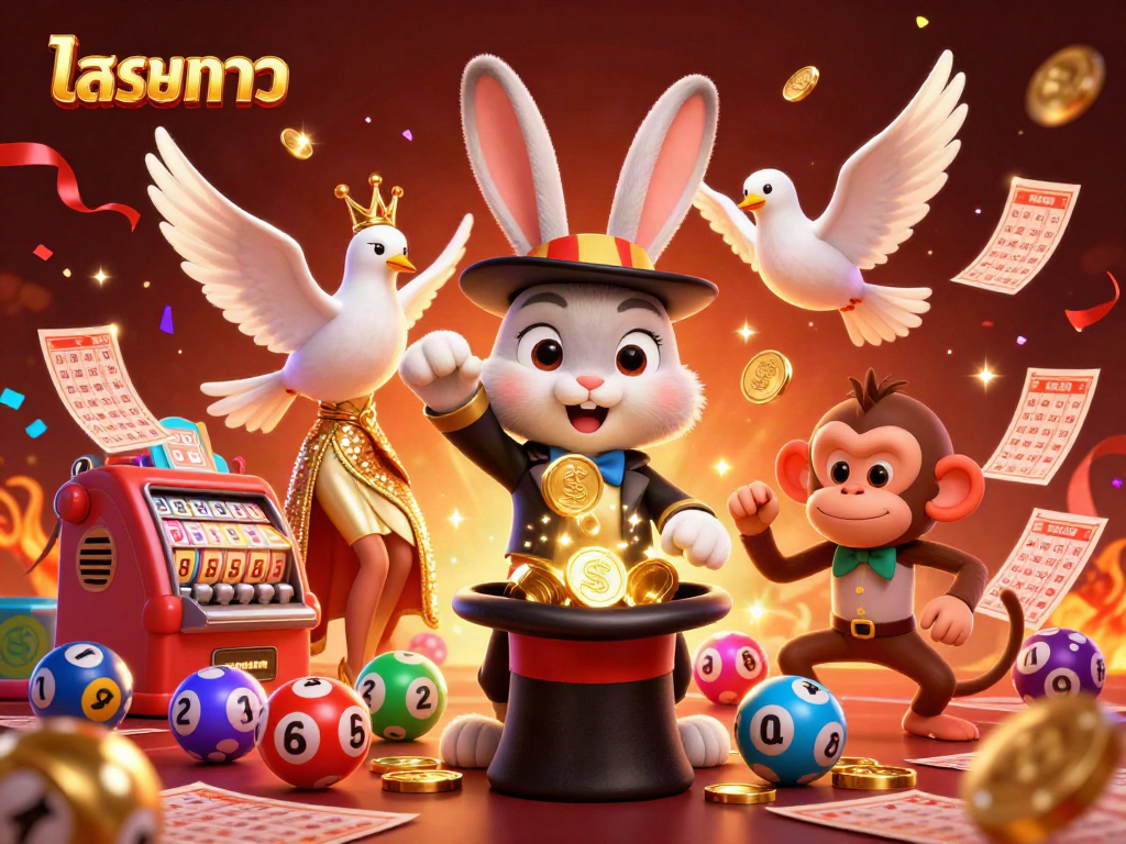 เล่นหวยลาวด้วยความสนุกสนานและโชคดีในภาพประกอบดิจิทัล 3D