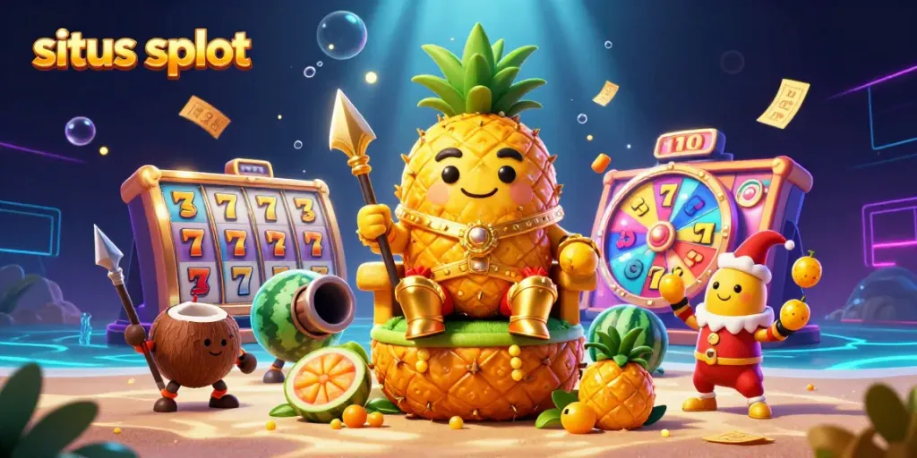 Permainan situs slot yang menarik dengan karakter kartun dan elemen kasino yang energik.