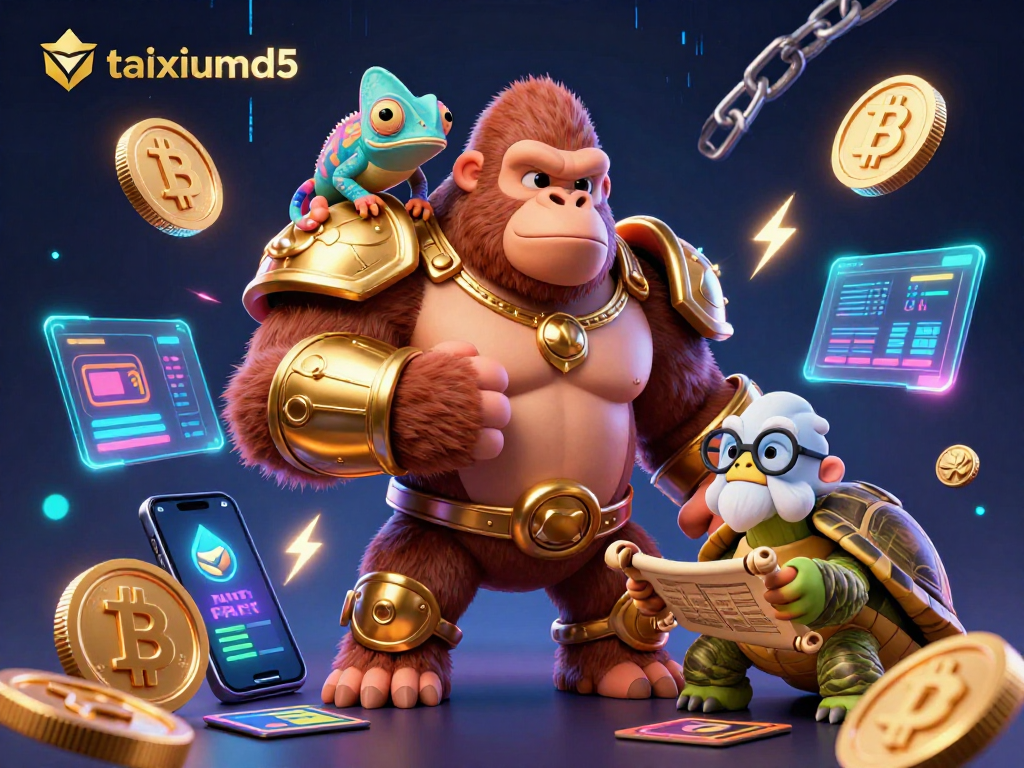Engage with the taixiumd5 crypto casino world featuring dynamic 3D gorilla king and vibrant elements.