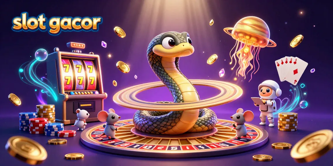 Slot gacor terlihat dalam ilustrasi 3D yang menggambarkan keseruan taruhan dan mesin slot.
