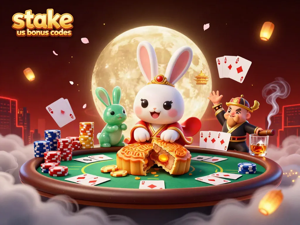 Engage with stake us bonus codes in a vibrant casino scene featuring dynamic poker elements and whimsical characters