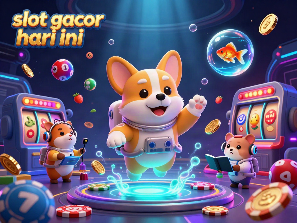 Experience excitement with slot gacor hari ini in a vibrant space casino scene filled with fun characters.