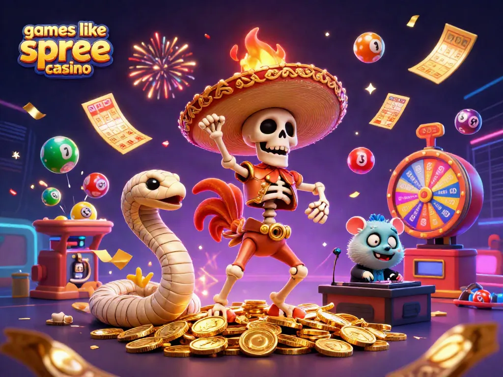 Experience thrilling games like Spree Casino with vibrant, dynamic 3D characters and casino elements.