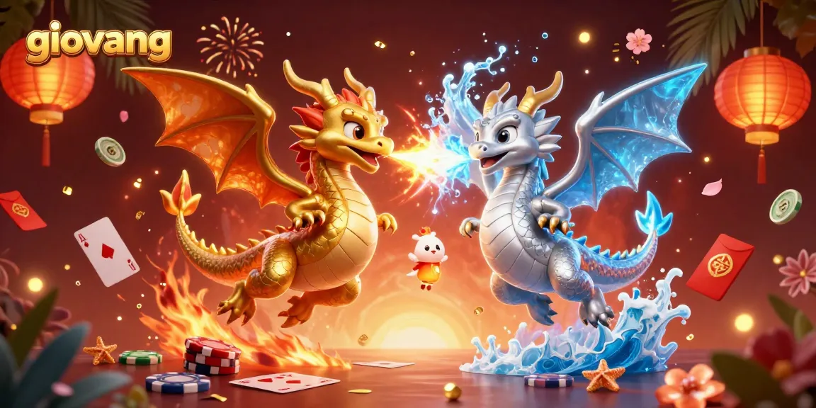 Engage in thrilling action at giovang's casino with dynamic dual dragons and festive symbols.