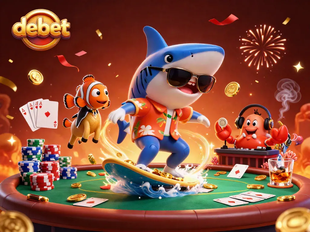 Experience the thrill of debet casino with our lively underwater game scene featuring unique characters interacting.