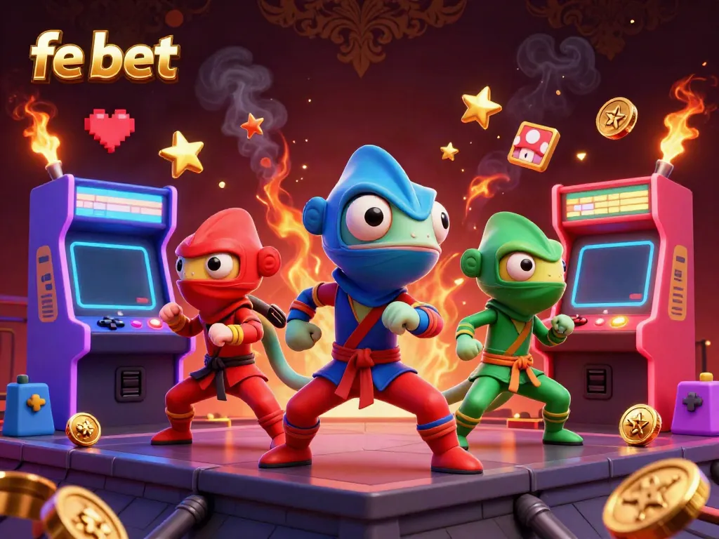 Experience thrilling gameplay with fe bet's ninja chameleon team, showcasing vibrant casino elements.