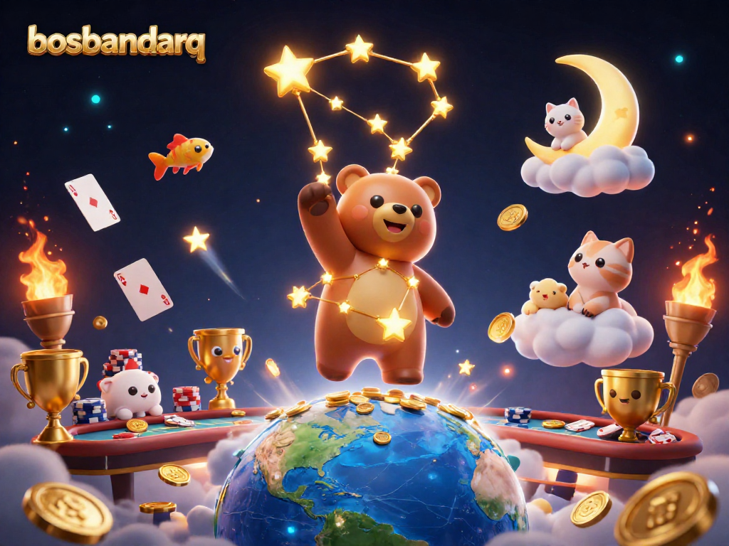 Experience thrilling online gaming with bosbandarq, featuring dynamic poker scenes and spectacular cosmic elements.