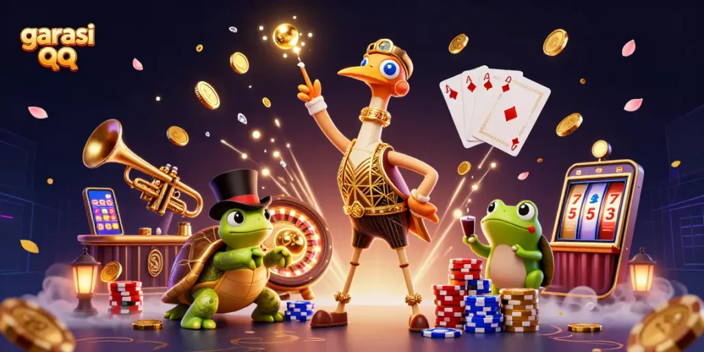 Engage with garasi qq excitement at a vibrant speakeasy, showcasing lively casino elements.
