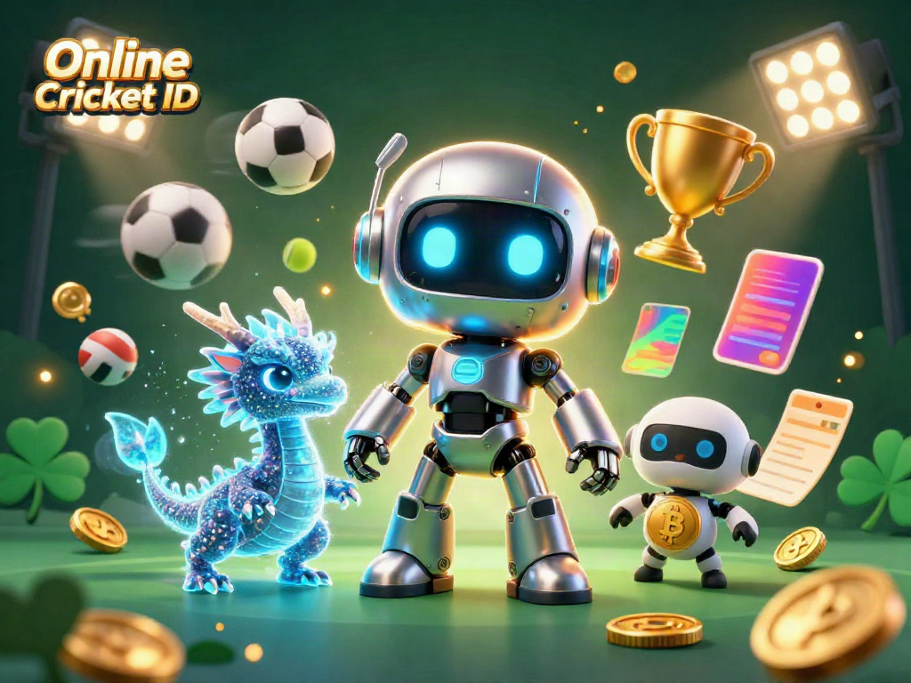Engage in thrilling gameplay with your Online Cricket ID, featuring vibrant sports action elements.