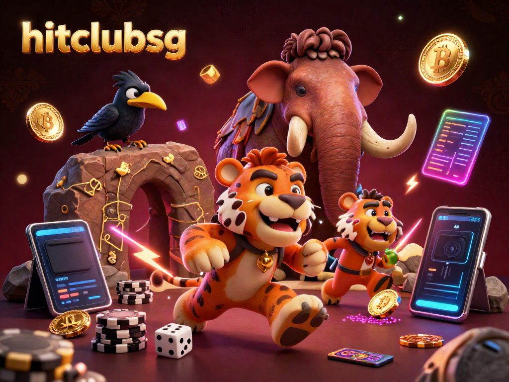 Engage with hitclubsg at a vibrant prehistoric casino featuring exciting games and Bitcoin elements.