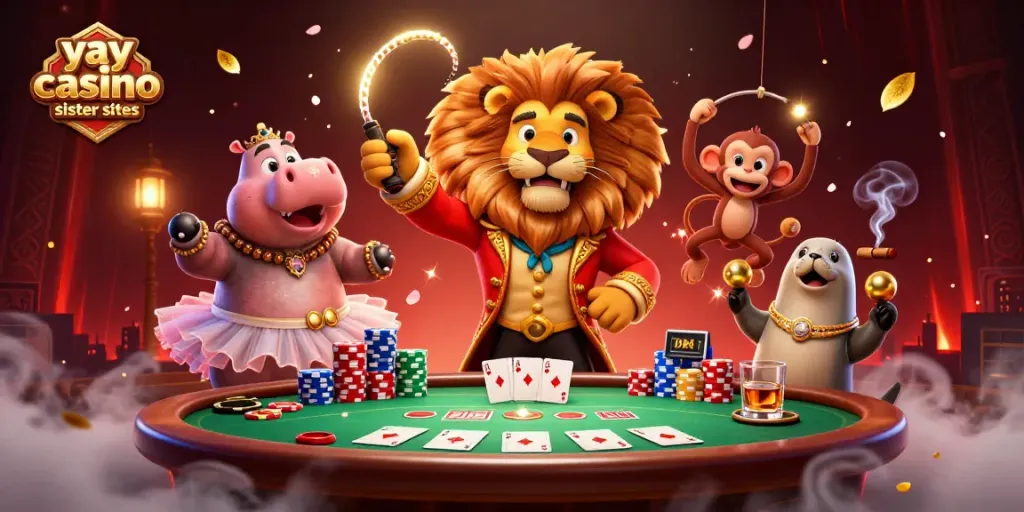 Engage in thrilling gameplay at yay casino sister sites with a vibrant 3D illustration of casino elements.
