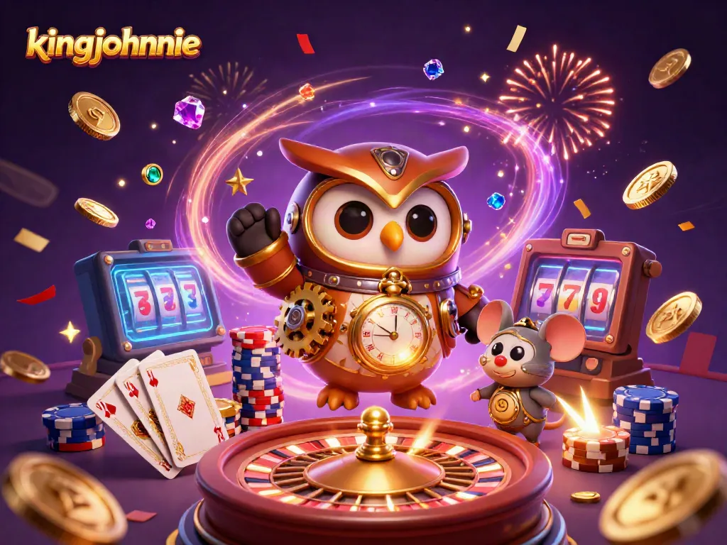 Experience the thrill of gaming at kingjohnnie with vibrant casino elements and dynamic characters.