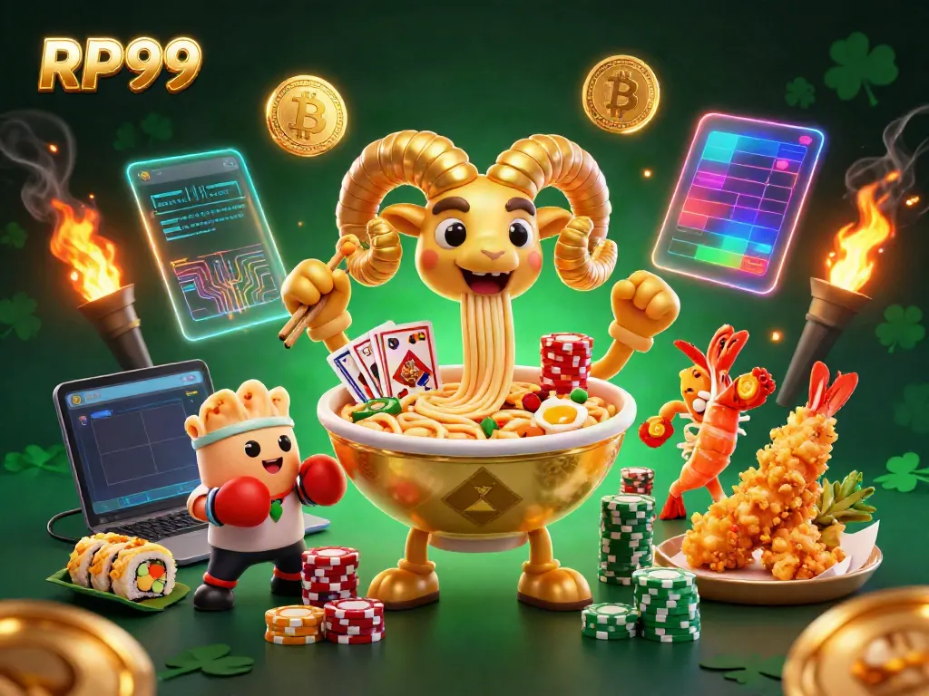 Experience RP99 excitement with lively casino characters and vibrant digital elements!
