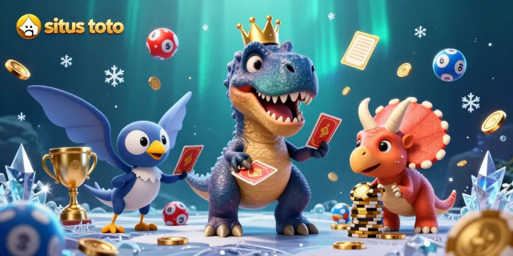 Permainan situs toto dengan T-Rex, pterodactyl, dan triceratops di kasino online