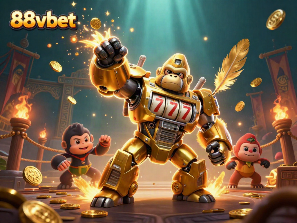 Experience thrilling action with 88vbet's vibrant 3D gaming atmosphere, showcasing dynamic characters and symbols.