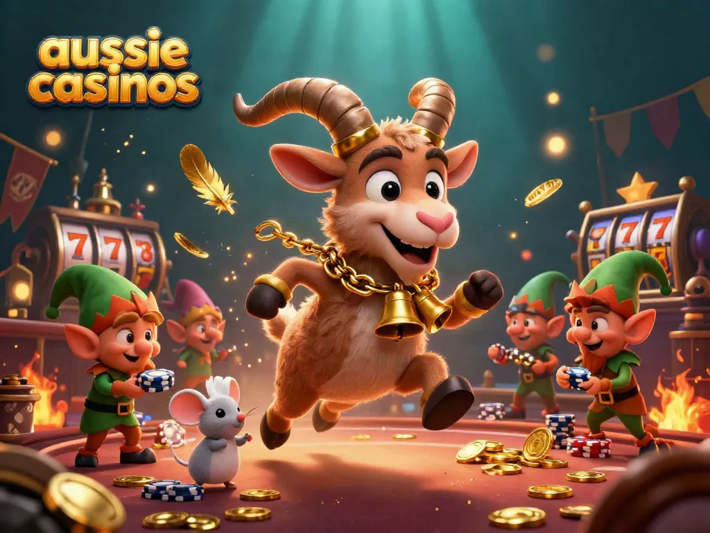 Engage with the thrilling scene of aussie casinos where characters run a festive casino filled with excitement and gold.