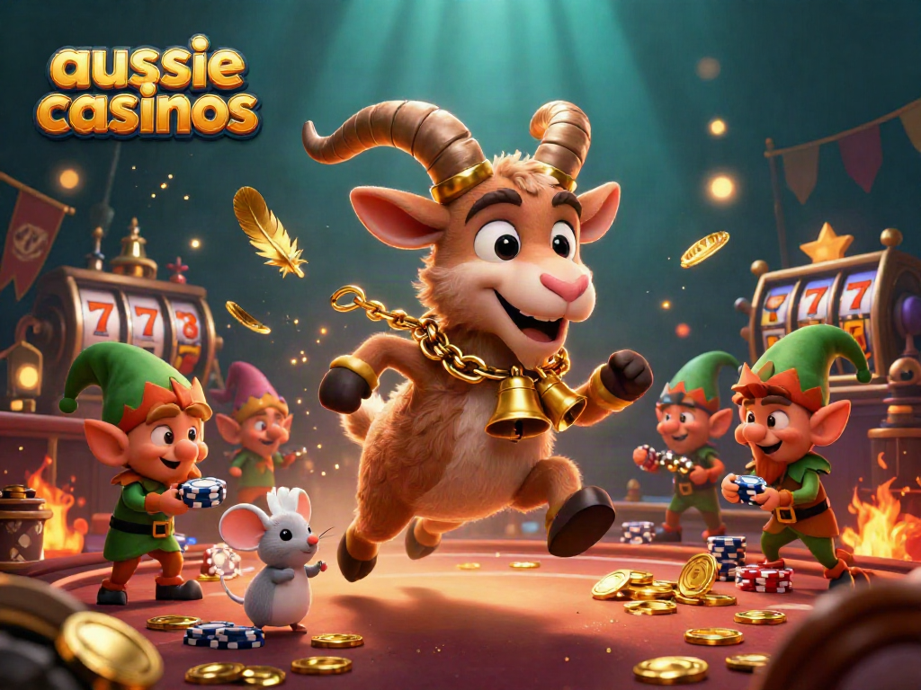 Engage with the thrilling scene of aussie casinos where characters run a festive casino filled with excitement and gold.