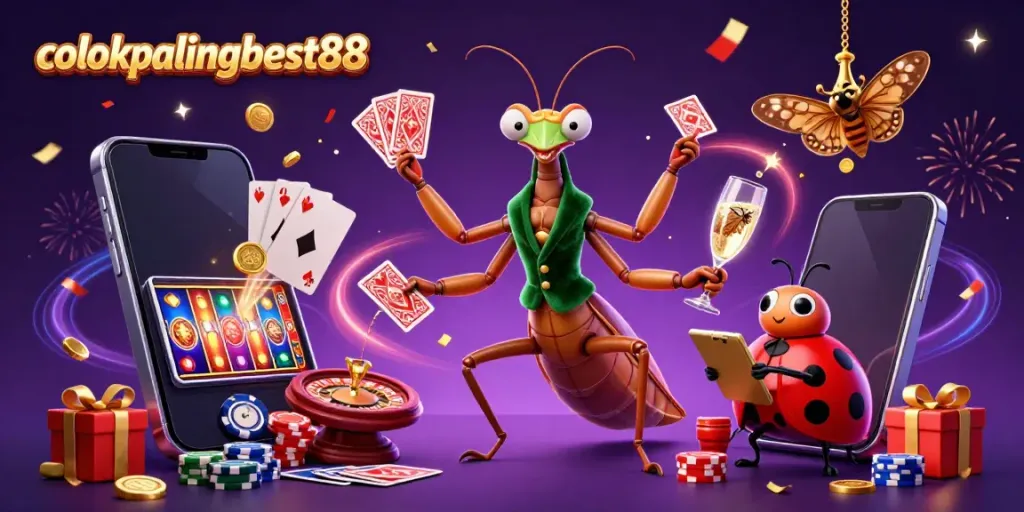 Engaging scene showcasing colokpalingbest88 with vibrant gambling elements and characters celebrating winnings.